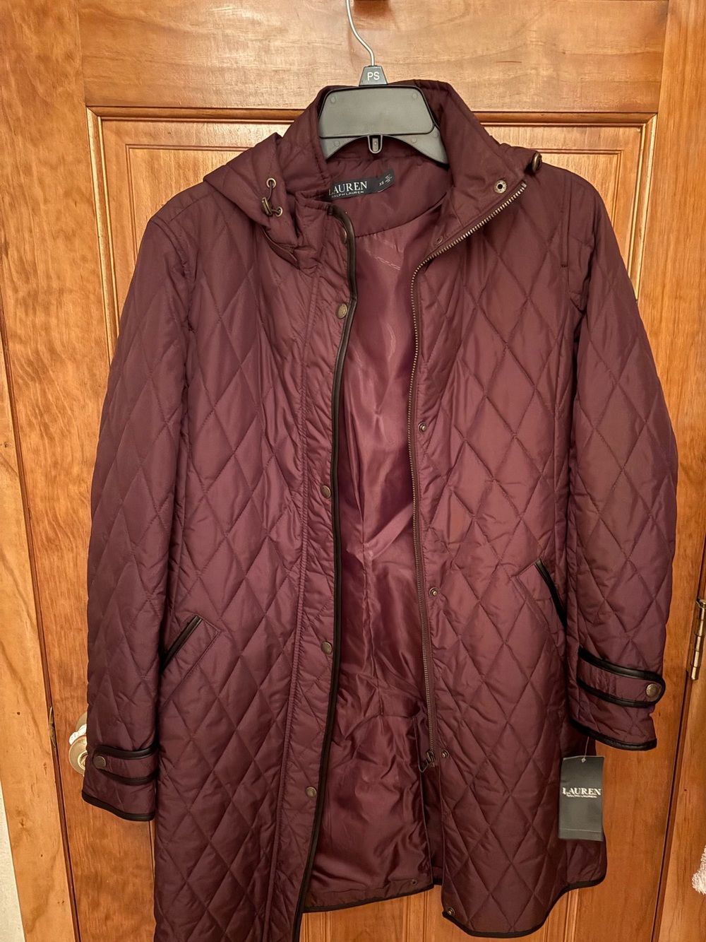 Lauren Ralph Lauren XS Quilted Coat- Burgundy